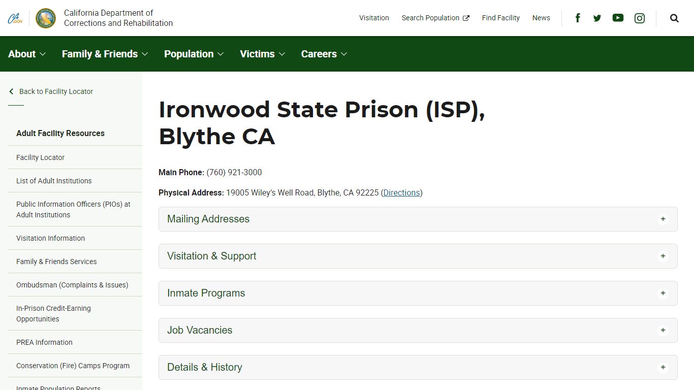 Ironwood State Prison (ISP), Blythe CA - CDCR