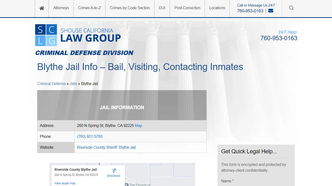 Blythe Jail Info – Bail, Visiting, Contacting Inmates - Shouse Law Group